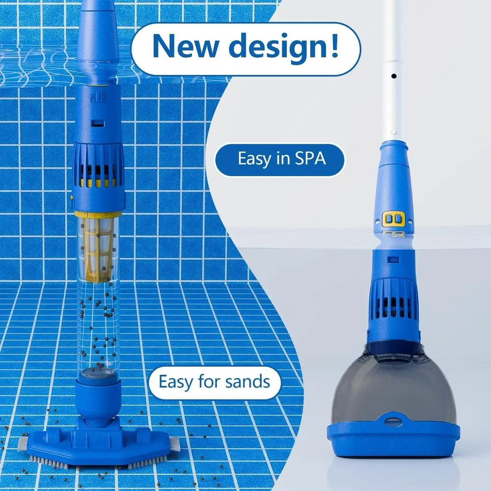 Rechargeable Cordless Pool Vacuum Cleaner with Powerful Suction for Above Ground Pools, Spas, Hot Tubs, and Ponds - 60 Minutes R
