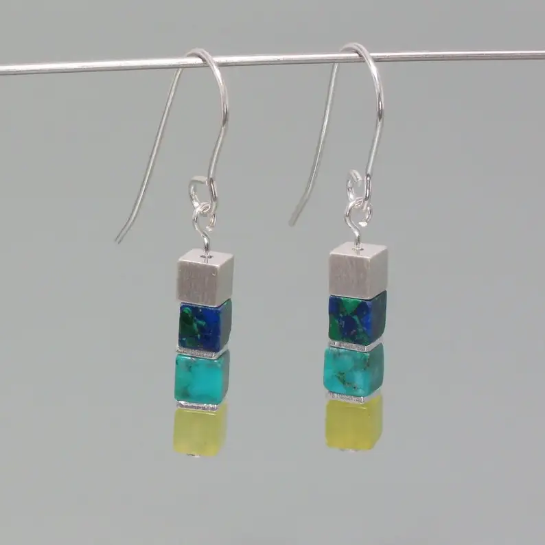 Cube Earrings Turquoise