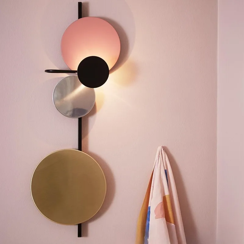 Designer decorative wall lamp, simple light luxury Ins color Wall lamp copper furniture