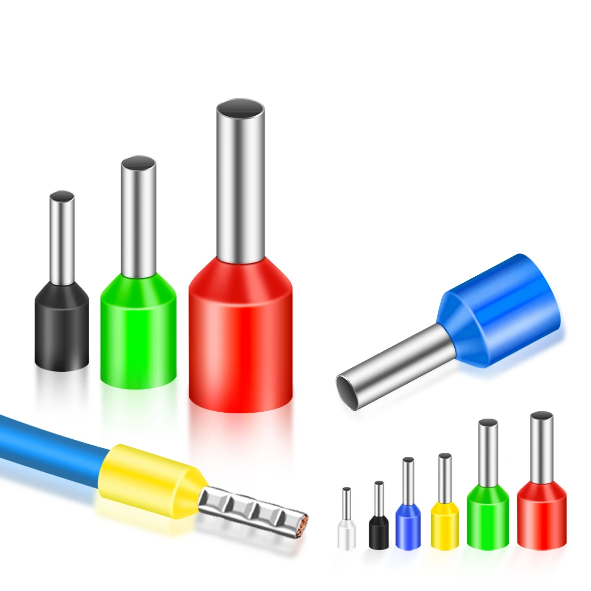 1000PCS/Pack Insulated Cord End Terminal Crimp E0508 1008 1508 7508 2508 Pressure Terminal Ferrules Crimping Terminals Tubular image 5