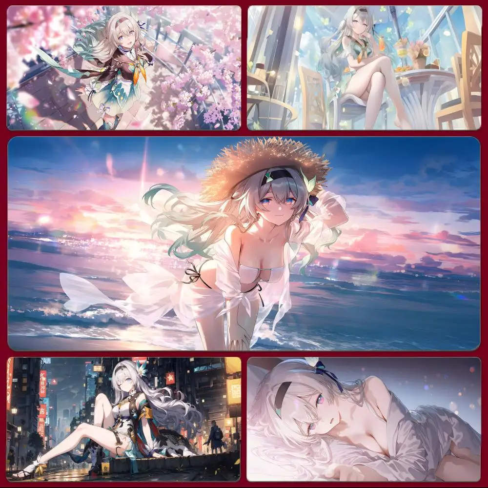 game character Honkai Star Rail Firefly Mouse Pad Large Gaming Mousepad with Stitched Edges Thickened Desk Mat PC