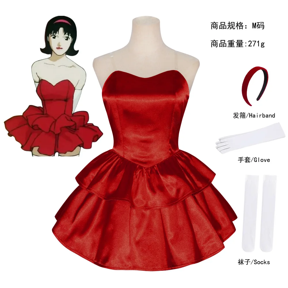 Anime Perfect Blue Kirigoe Mima Cosplay Costume Adult Women Red Dress Uniform Halloween Carnival Party Clothe Outfit Glove sock