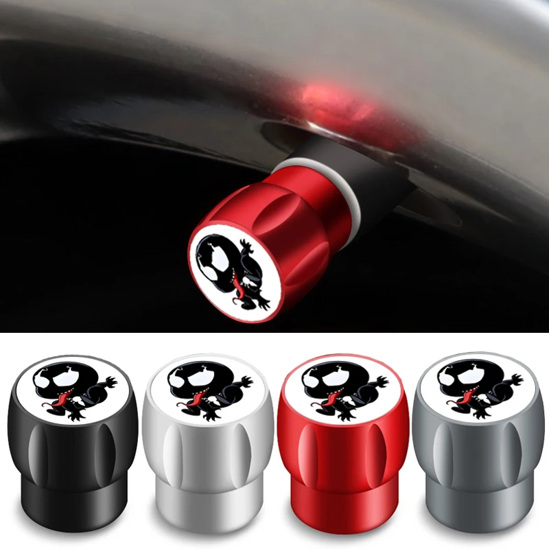 

4pcs Anime Cartoon Marvel Venom Car Wheel Tire Valve Stem Caps for Renault Jaguar Jeep Citroen Ford Land Rover Lexus MINI Cooper