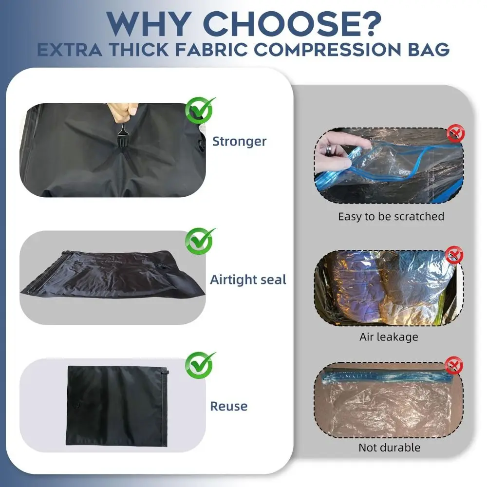Reusable Hand Roll Vacuum Bags Space Saver Dustproof Vacuum Compression Bag Portable Luggage Vacuum Storage Bag for Travel view 4