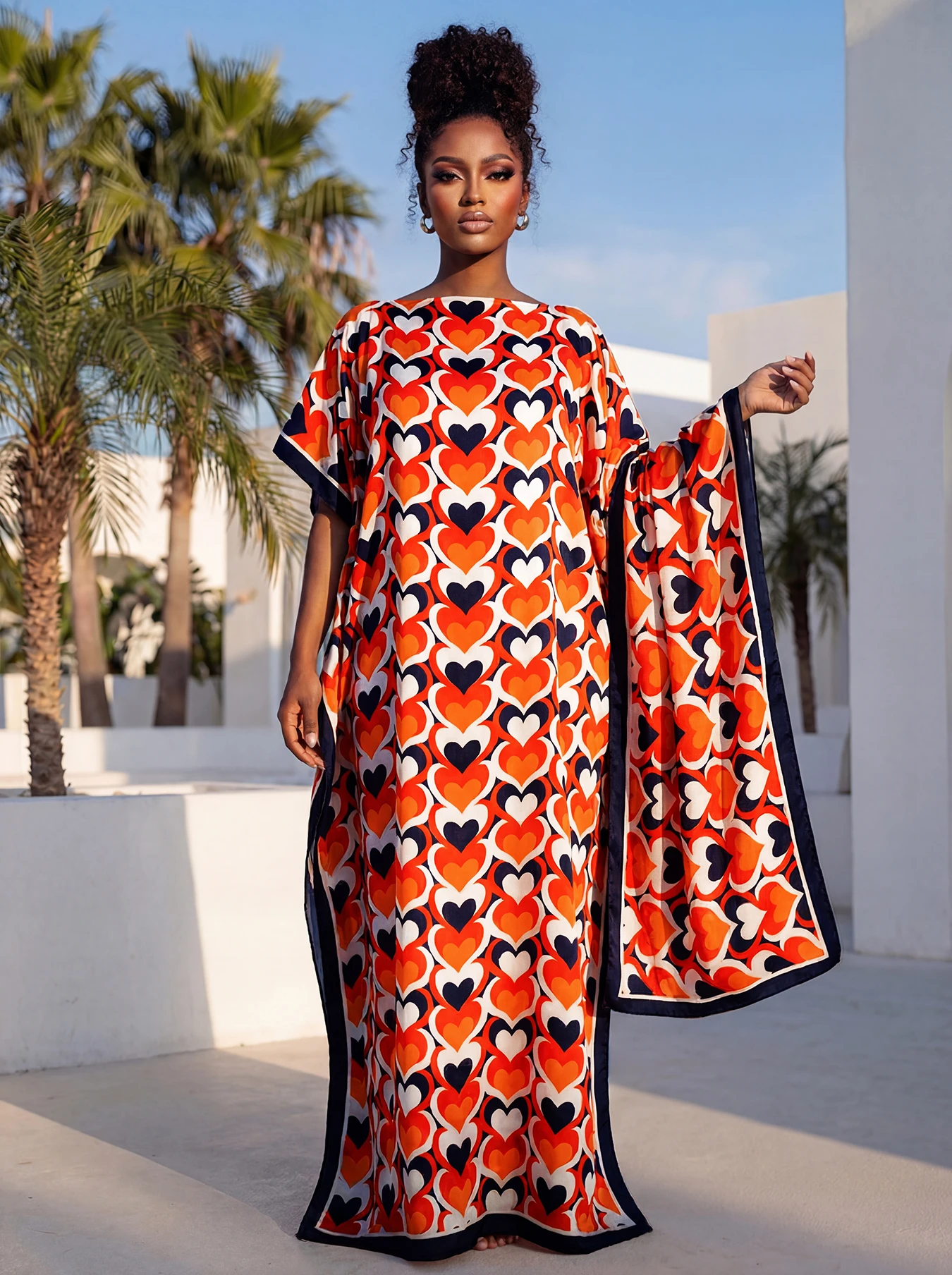 Summer Women's Satin Silk Sunscreen Robe Oversize African Dashiki Dubai Style Beachwear Fashionable Abaya Clothing