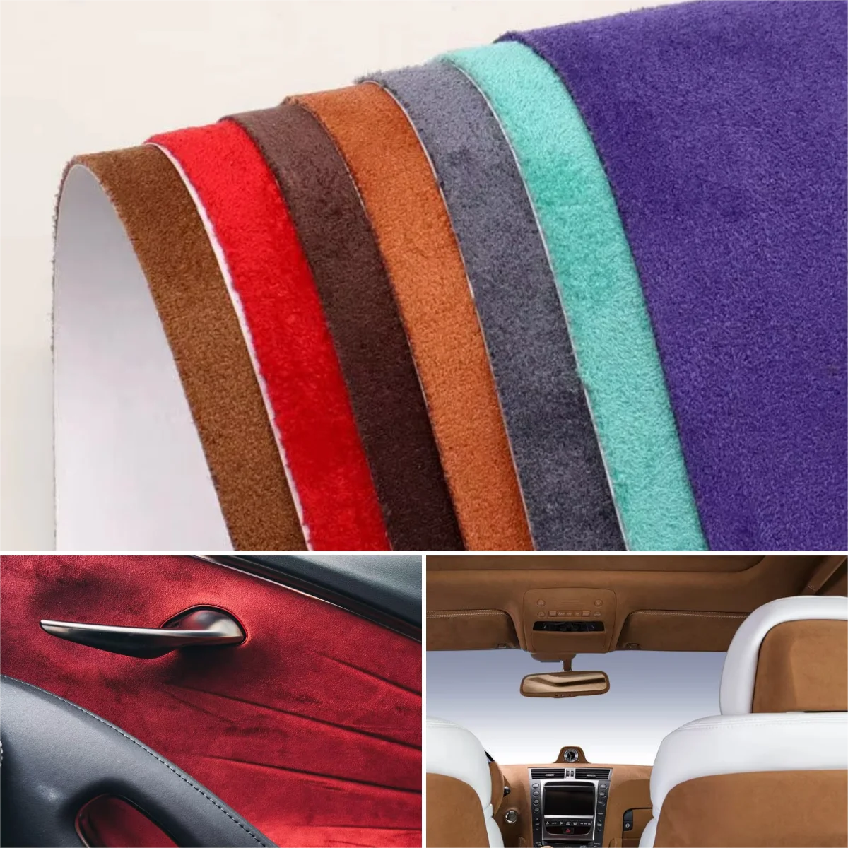 Alcantara Wrap Roll Suede Leather Fabrics Self Adhesive Velvet Liner Fabric Film Sticker for DIY Car Interior Door Decor Panel