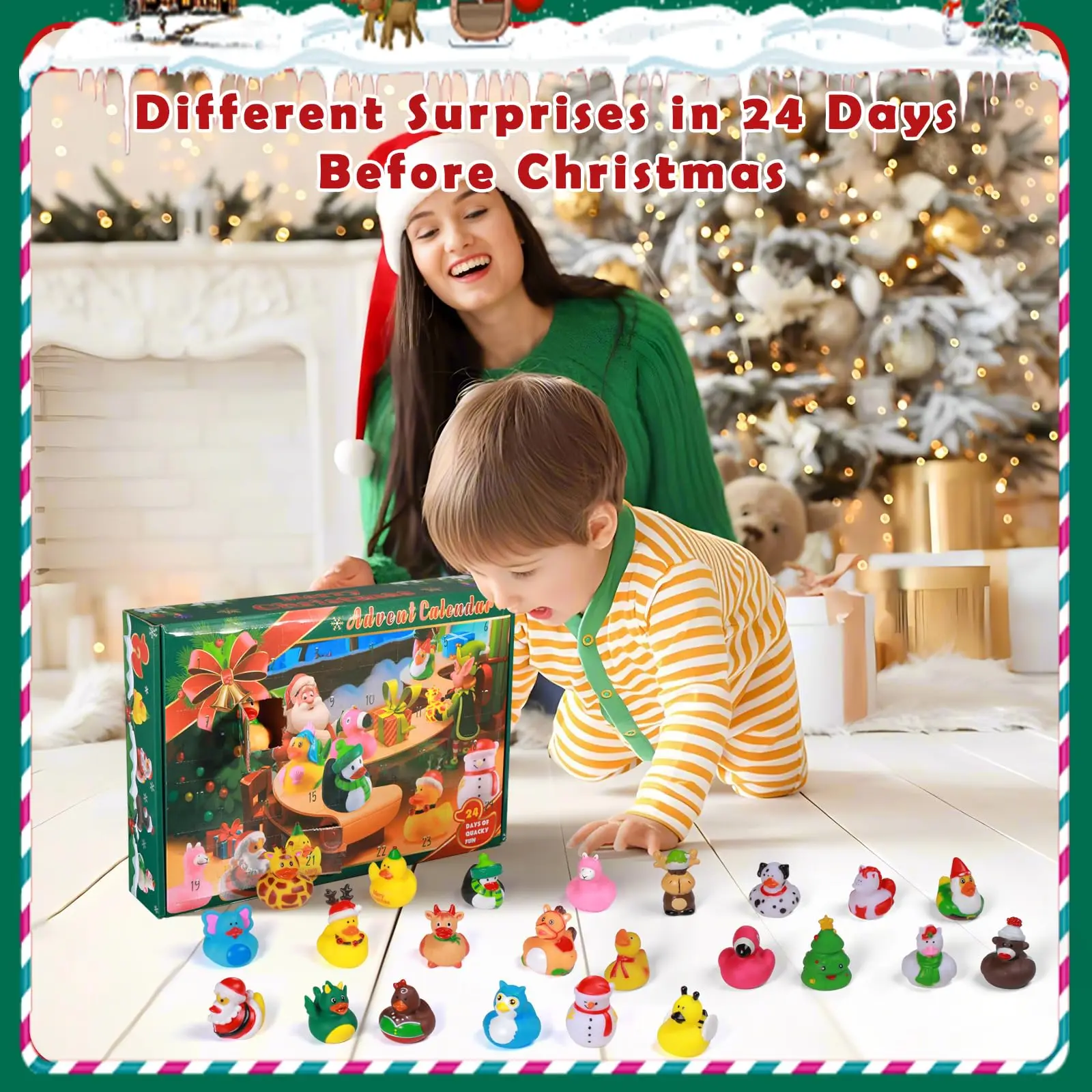 2024 Advent Calendar Christmas Ducks-24 Days Christmas Rubber Duck Surprises Countdown Gift for Toddlers Boys Girls,Christmas Co