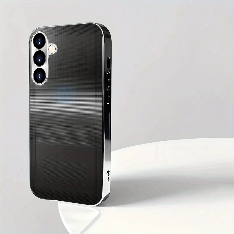 Artistic minimalist pattern electroplated silver Phone Case for Samsung Galaxy S26 S25 S24 S23 S22 S20 FE/Ultra/Plus drop Cover