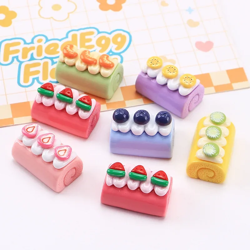 10/100pcs 3D Miniatures Dollhouse Resin Roll Food Play DIY Handmade Materials Keychain Headgear Refrigerator Accessories Resin