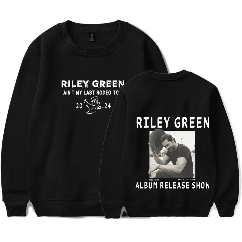 Riley Green Ain't My Last Rodeo Tour 남녀공용 오버사이즈 후드, O-넥 긴팔 크루넥 맨투맨 캐주얼 운동복