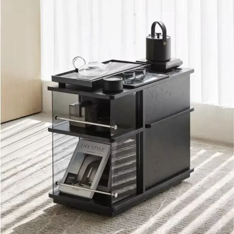 

Movable side table with wheels, living room sofa