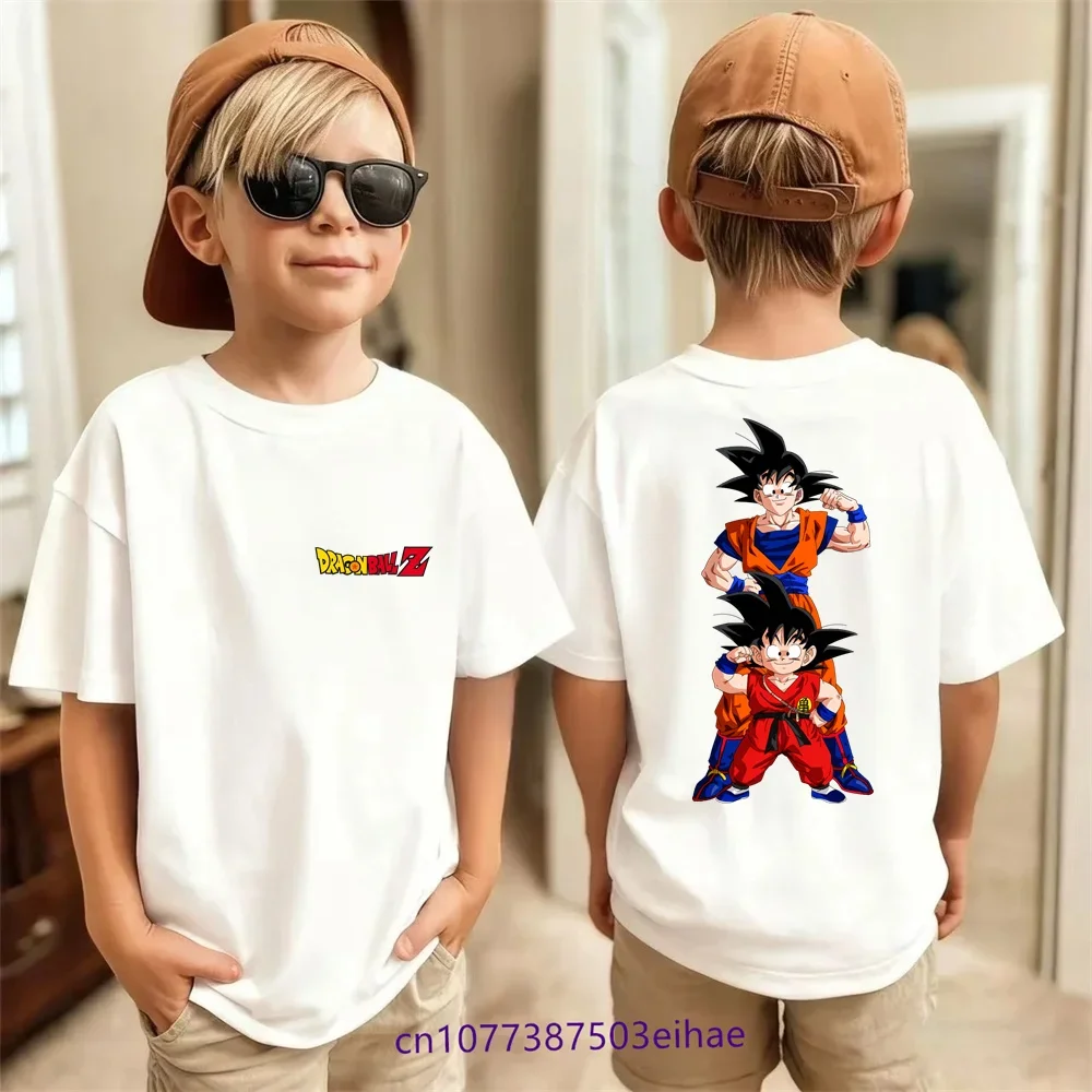 

Casual Sports Dragon Ball Kids Tee 2026 Boys Summer Short Sleeve Breathable Cotton Fashion Anime Print Lightweight Children