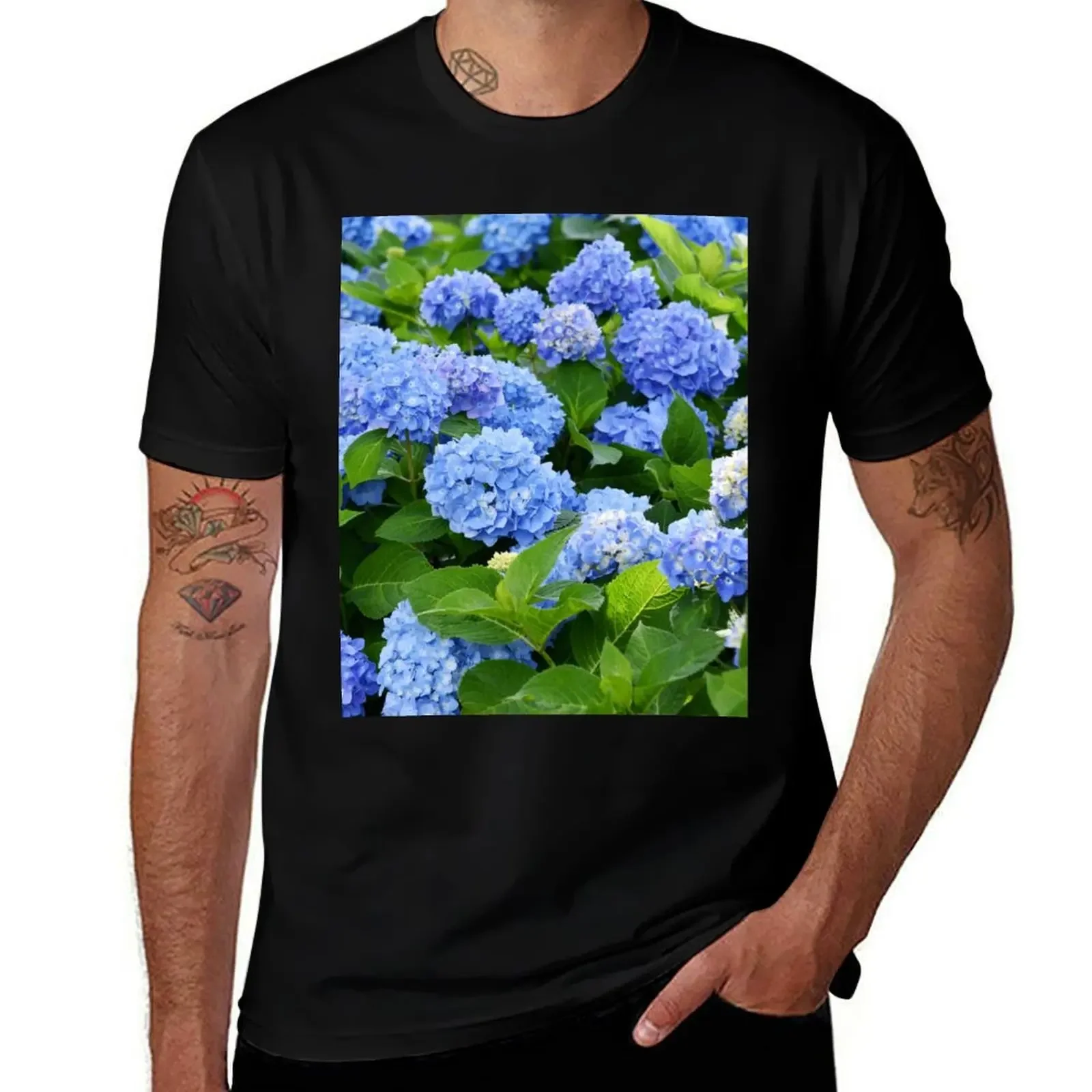 

Beautiful Purple & Blue Nantucket Hydrangeas Blooming T-Shirt anime boys whites tees men clothings