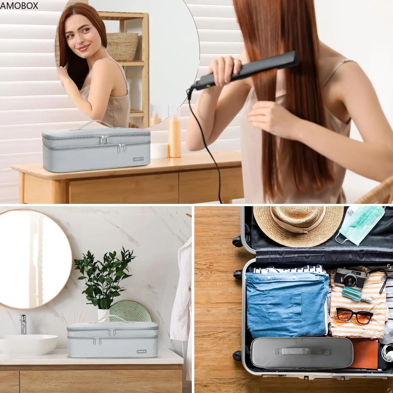 AMOBOX-Double Layer Travel Carrying Case, Shark Flexstyle, Fit for One-Step Hair Dryer,Hot Tools,Volumizer,etc,Portable