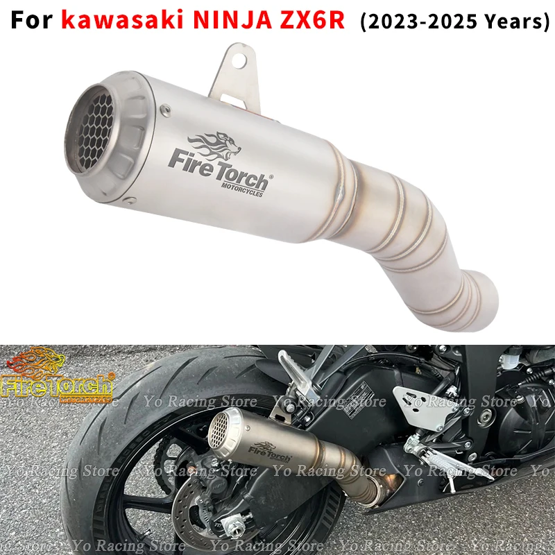 

Slip On For Kawasaki ZX6R ZX-6R ZX 6R 2023 2024 2025 Motorcycle Exhaust System Escape Connecting Middle Link Pipe With Muffler
