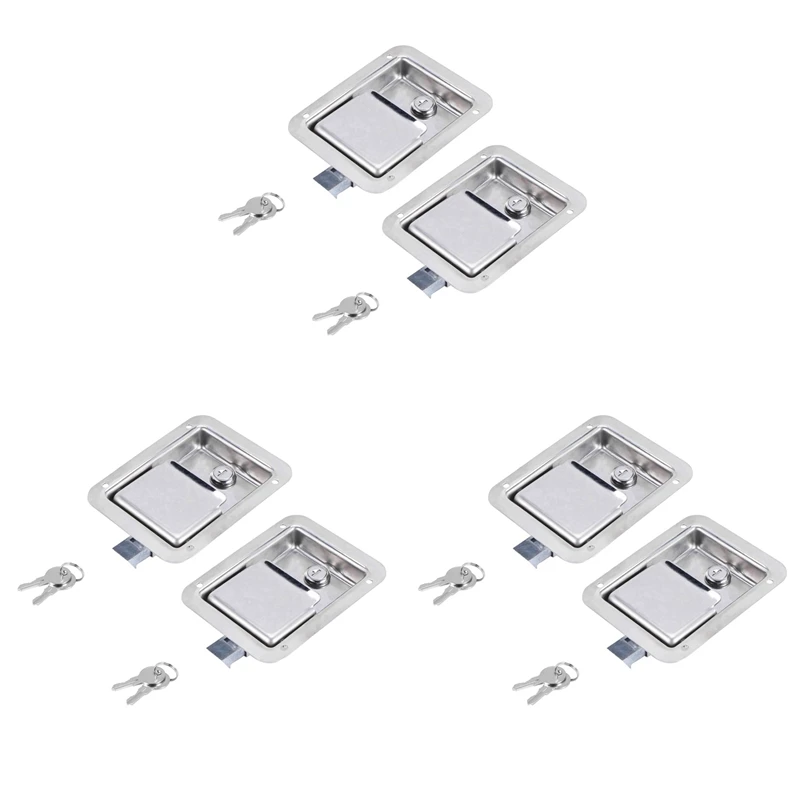 Hardware 6 Pack Stainless Steel Paddle Slam Latch With Lock & Key - Flush Single Point Handle For Door Trailer RV Jeep