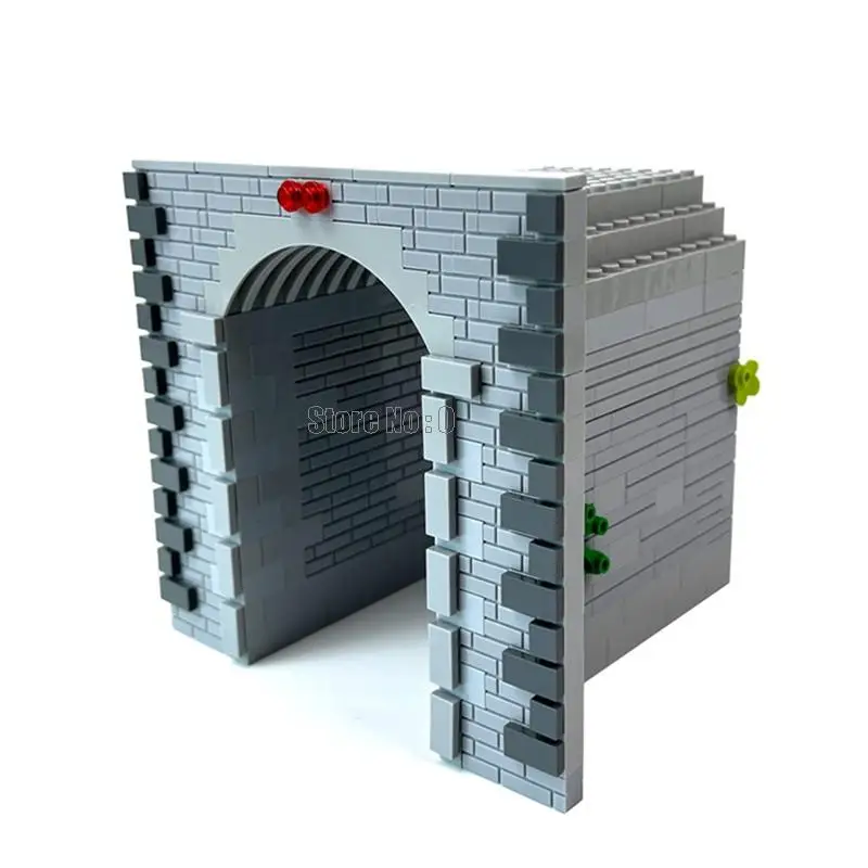 기차 철도 도로 동굴 터널 Diy Moc 아이 교육 벽돌 빌딩 블록 장난감