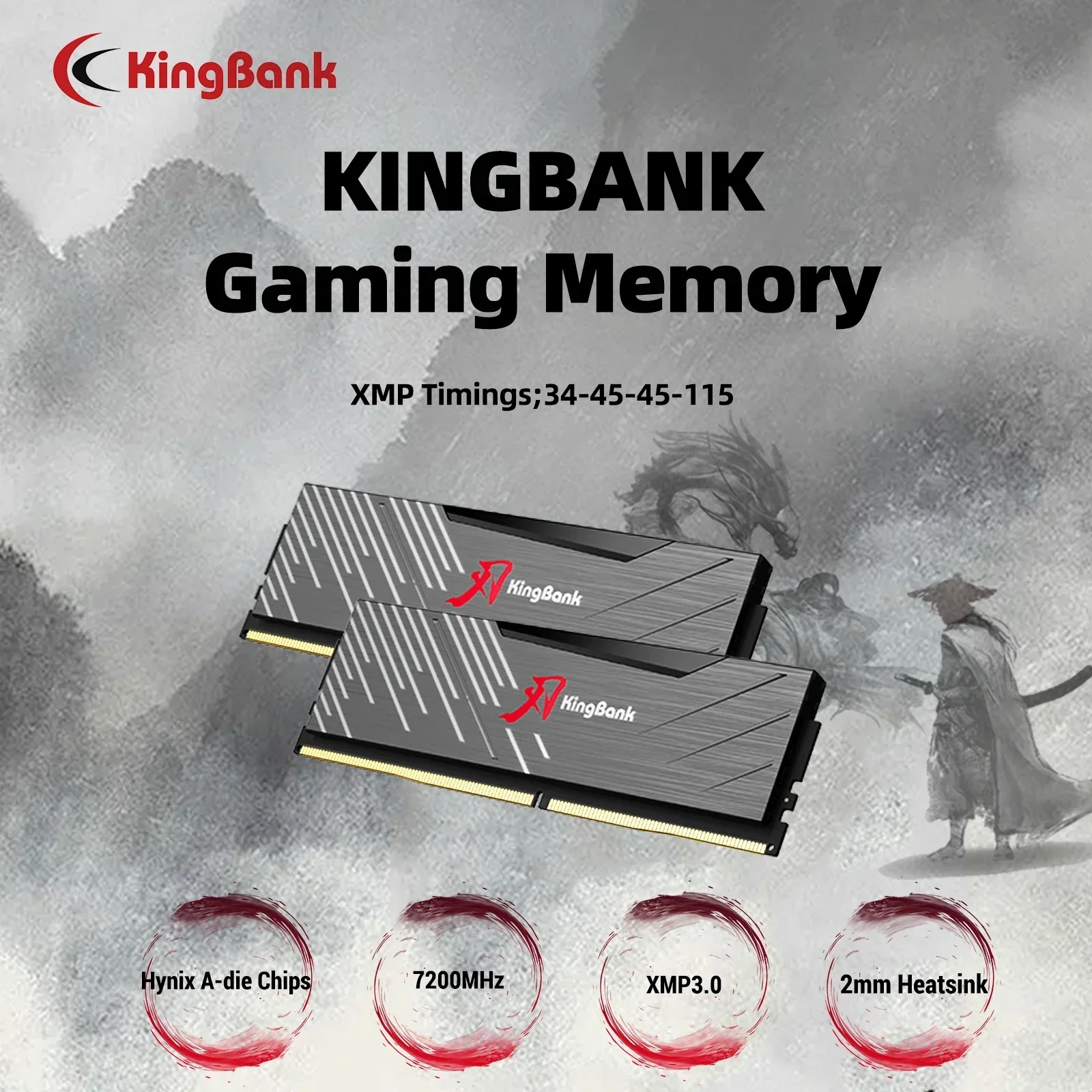 KingBank memoria ram ddr5 7200mhz 16GB 32GB RAM Hynix A Die memória CL34 Gaming Memory Desktop Gaming High Performan XMP 3.0