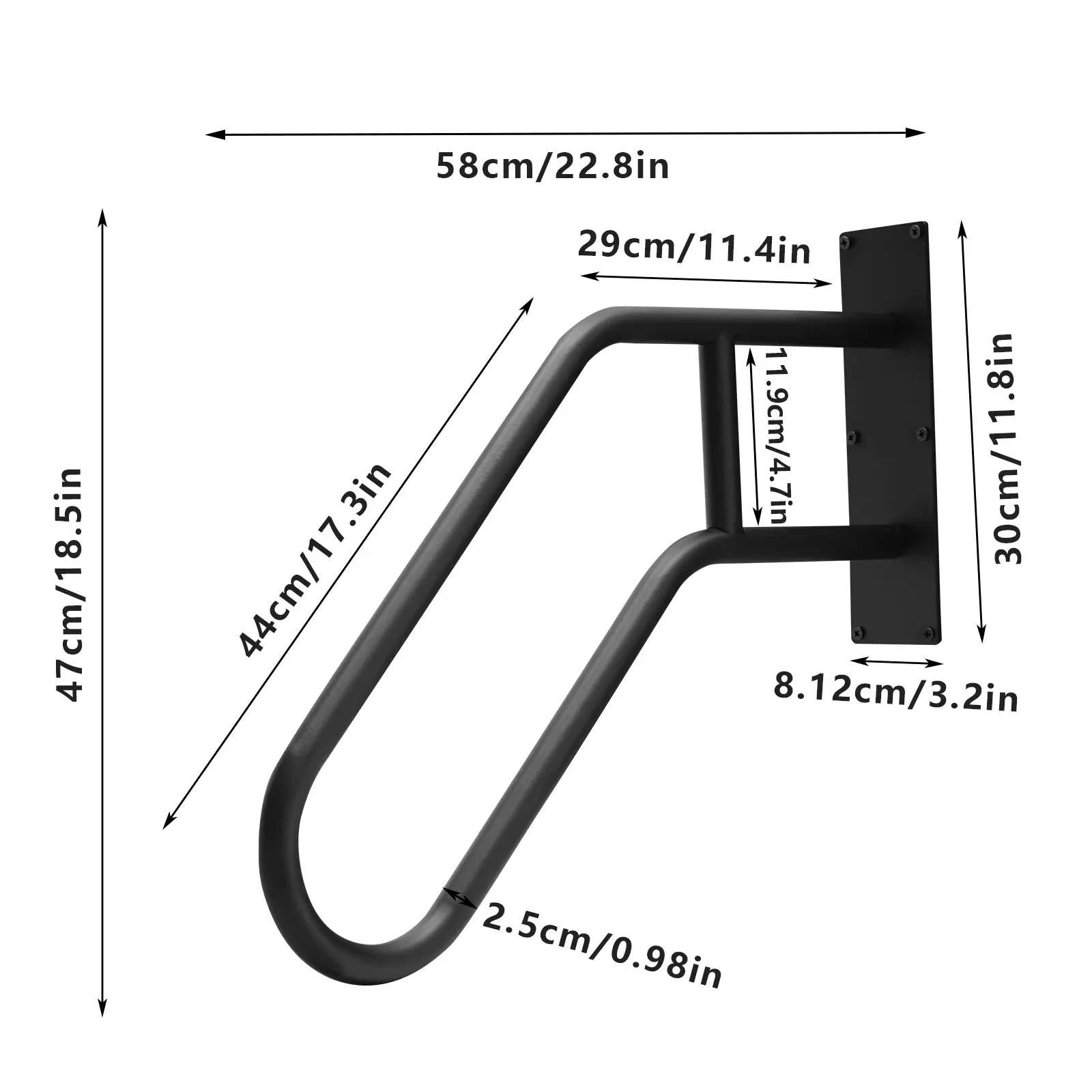 Gradini per esterni Corrimano liscio Ringhiera per scale in ferro nero per montaggio a parete per gradini USA