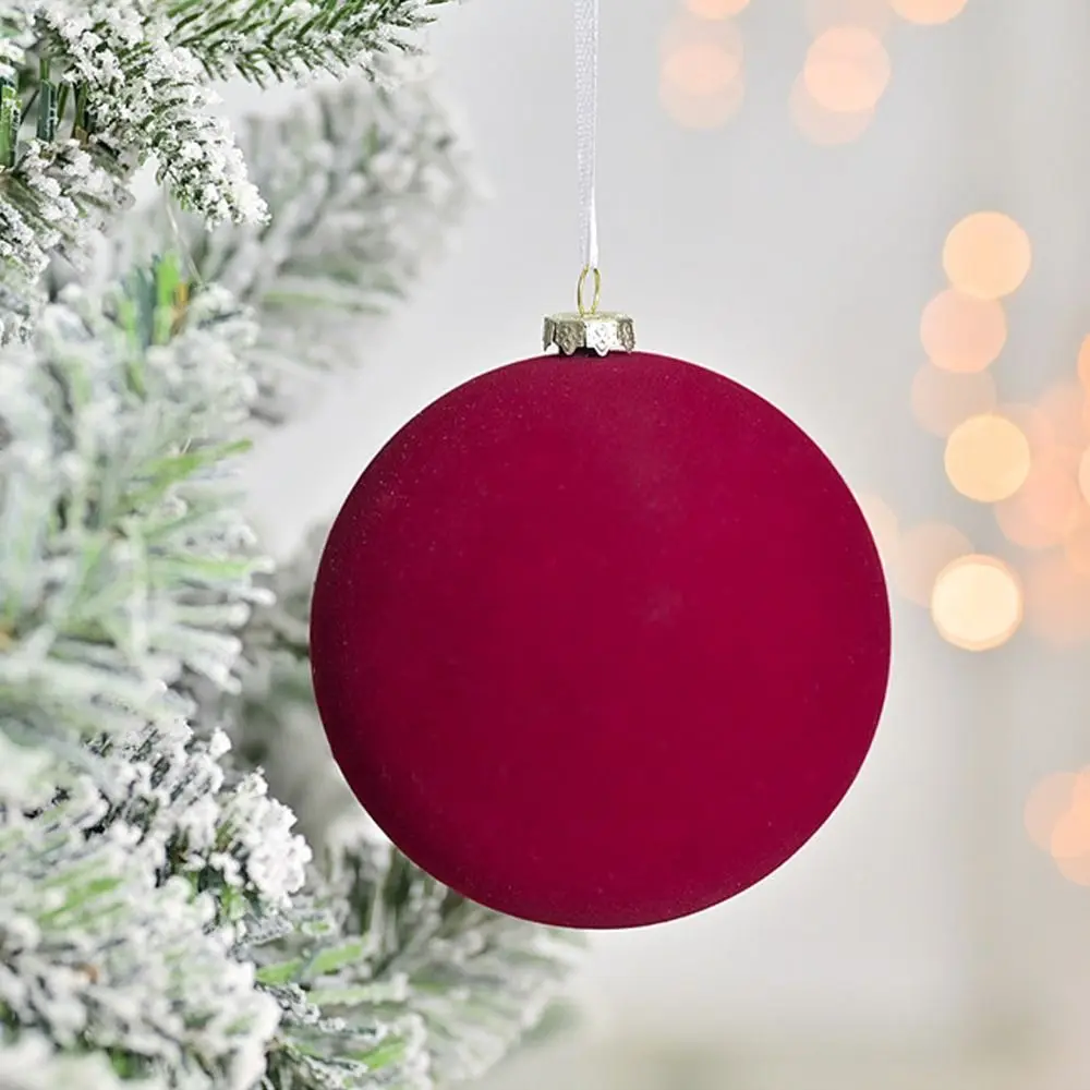 

10cm Velvet Christmas Ball Pendant Flocked Shatterproof Christmas Hanging Balls Reusable Xmas Tree Ornaments