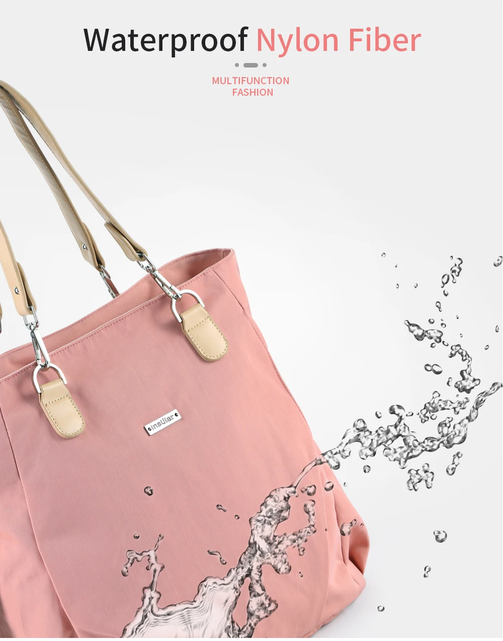 Insular-Bolsa de pañales para bebé, bolso para cambiar pañales multifuncional, estilo cochecito para mamá, bolso de mano para el cuidado del bebé