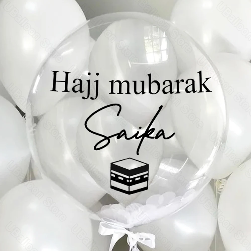 Palloncini personalizzati Hajj Mubarak adesivo in vinile 24/36 pollici personalizzato Kaaba Umrah Mubarak palloncini trasparenti per la decorazione