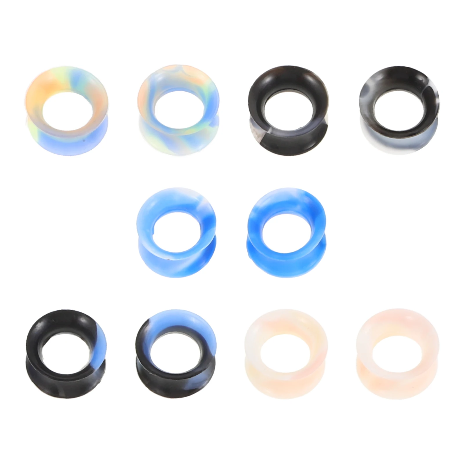

10pcs Silicone Gauges Soft Stretching Kit Flexible Ear Tunnels Plugs All Sizes Unique Design Multiple Colors Daily Wear Party