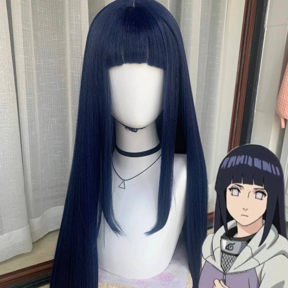 Hinata Hyuga Adult Version Cosplay Wig Long Hair Style Rose Net Cap Heat Resistant Synthetic Fiber Halloween Costume Wig