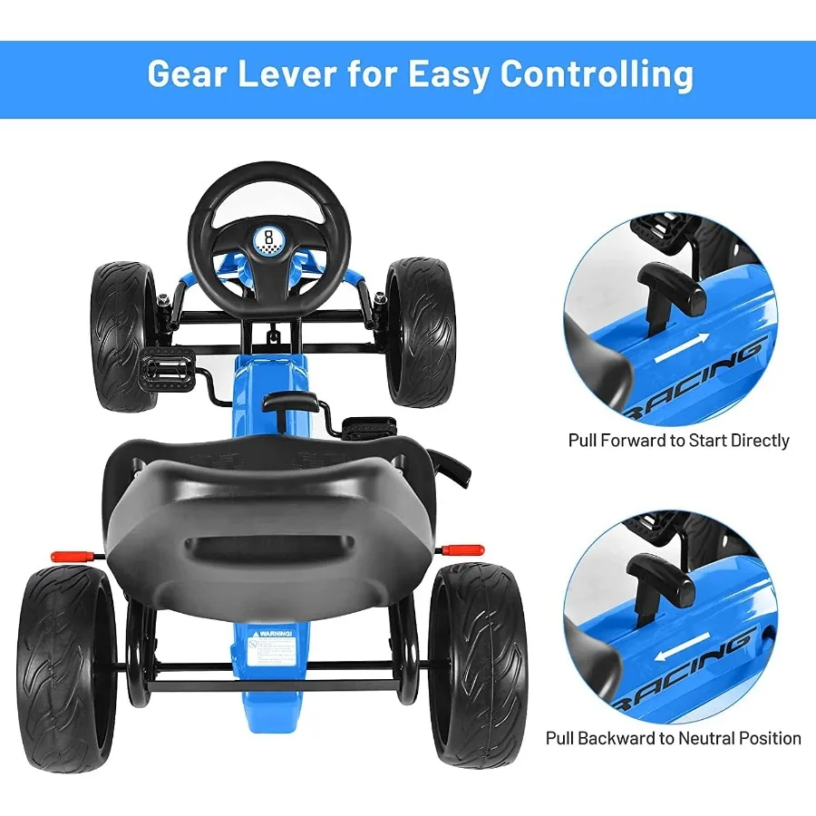 キッズゴーカート、4輪屋外レーシングトイカー、子供用ペダル式乗用車、調節可能なシート付き、EVAゴムタイヤ、理想的な