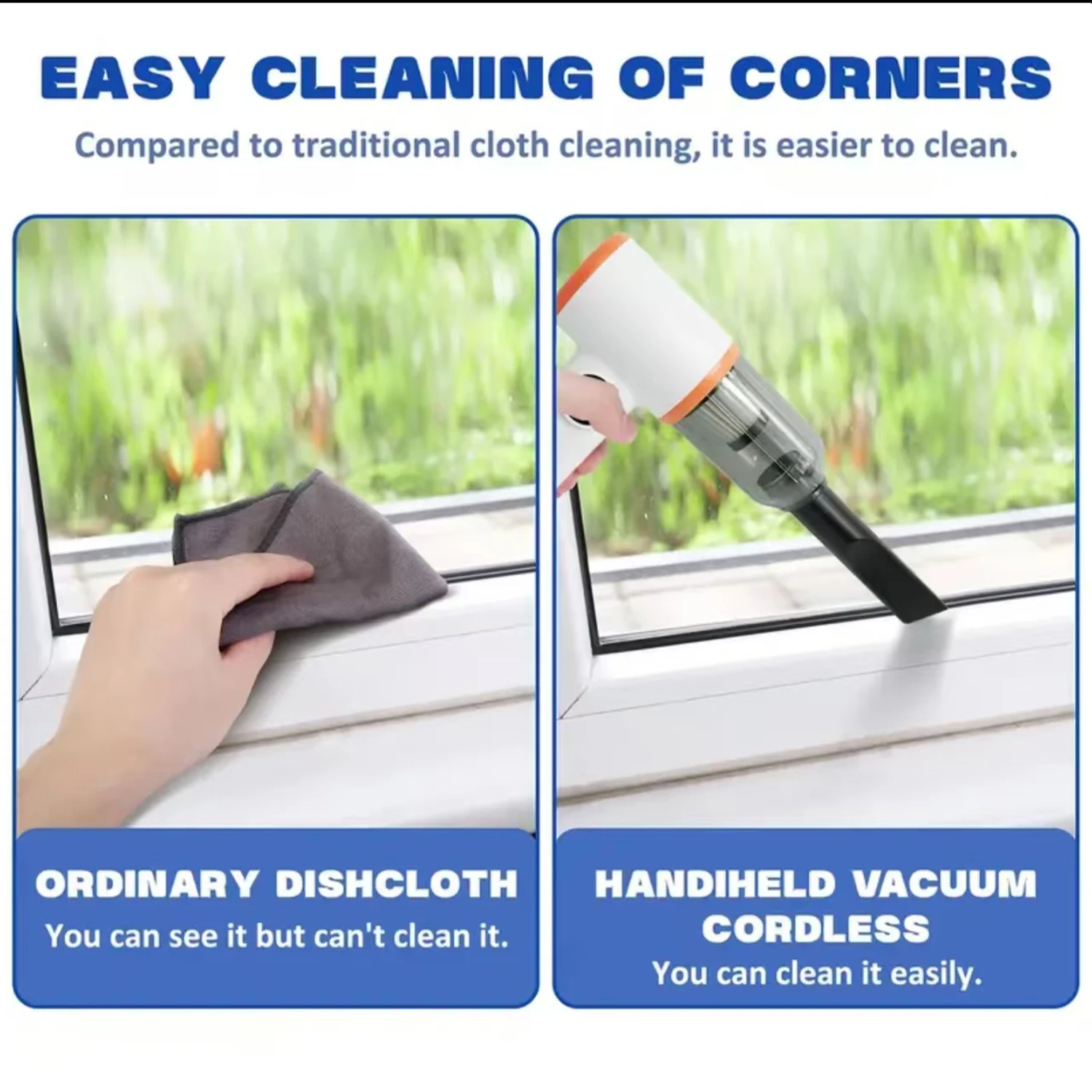 Беспроводной ручной пылесос 3-в-1, перезаряжаемый пылесос с циклонным всасыванием для удаления пыли на ПК, автомобиля, дома и офиса