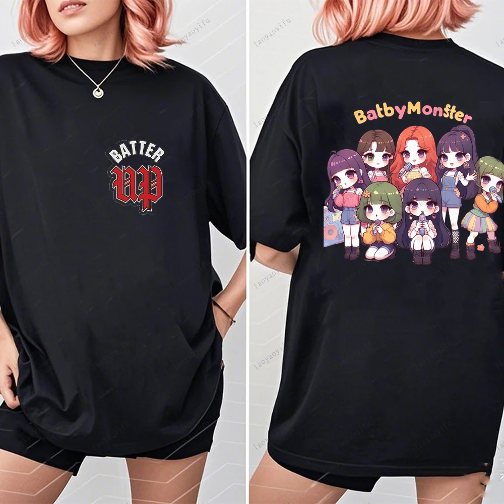 BABYMONSTER Kpop Bandเสื้อยืดแฟชั่นเกาหลีฤดูร้อนพิมพ์Teeฤดูร้อนUnisexหลวมHarajuku Breathable Camisetas