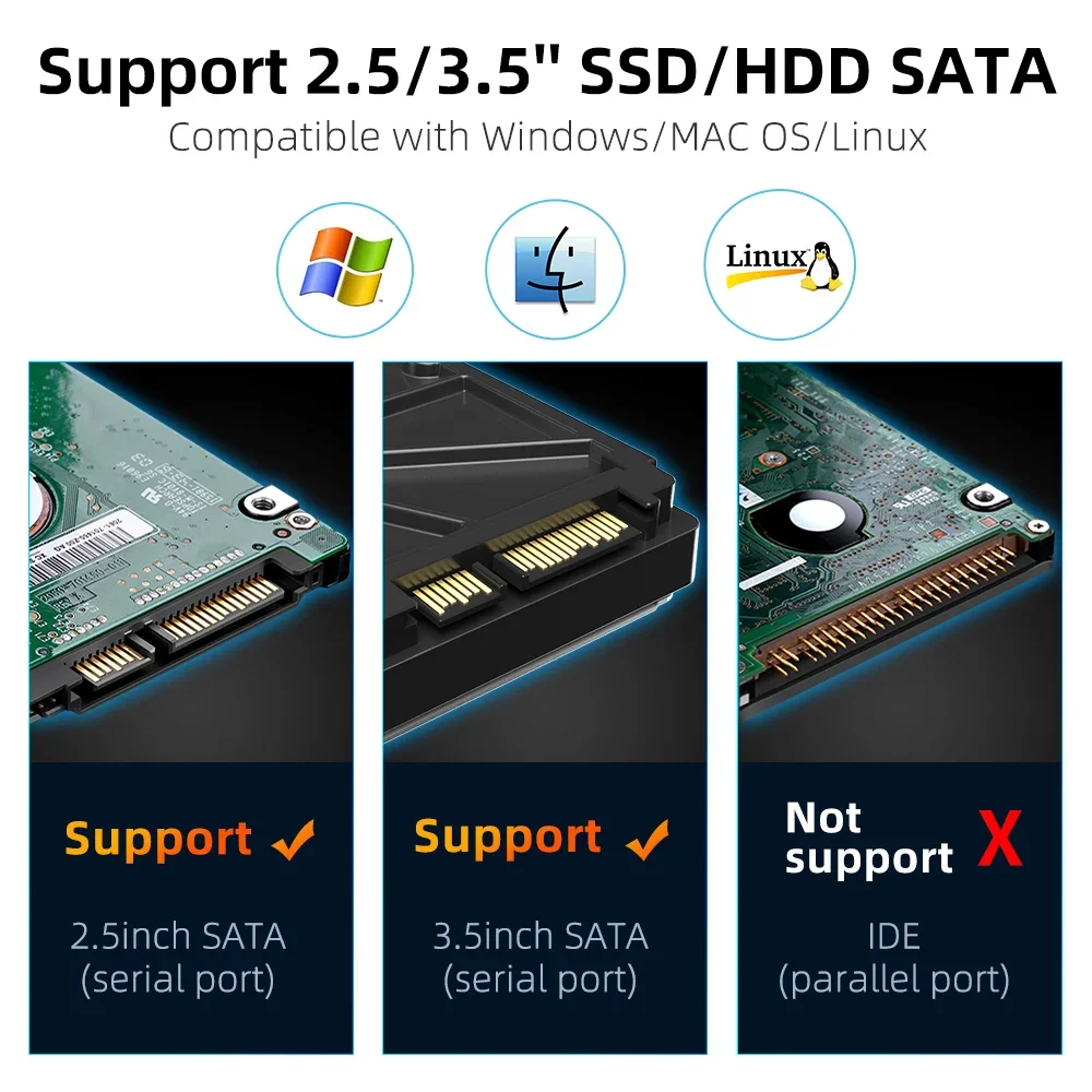 MAIWO-estación de acoplamiento para disco duro, carcasa de 2,5/3,5 pulgadas, USB 3,0 a SATA HDD, para disco duro SSD de 2,5 y 3,5 pulgadas