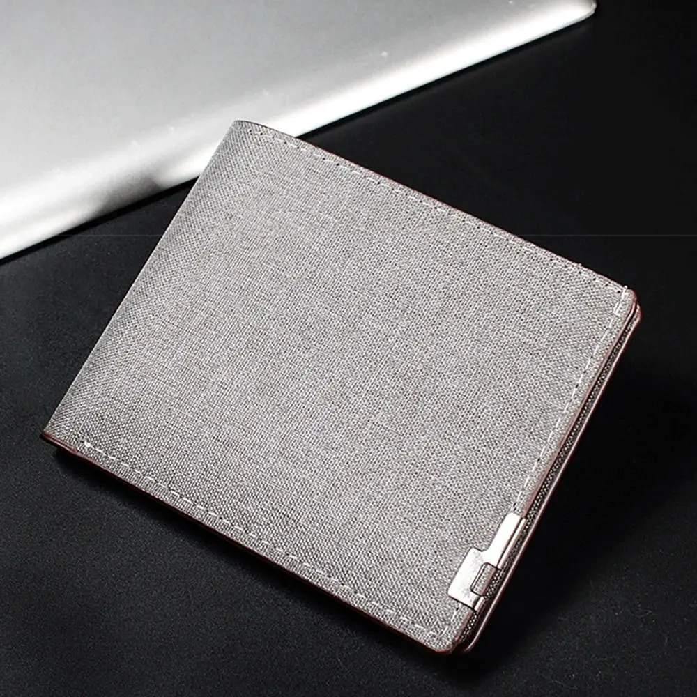 Short Men's Wallet Men Slim Wallet Canvas Multi Card Position Money Purses Card Holder Young Male