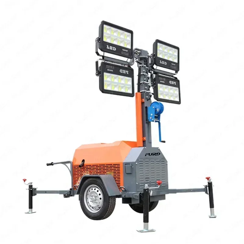 

HiLight Manual Portable Light Towers Outdoor 5m LED Electric Lighting Car for Industrial Use AC Power Source