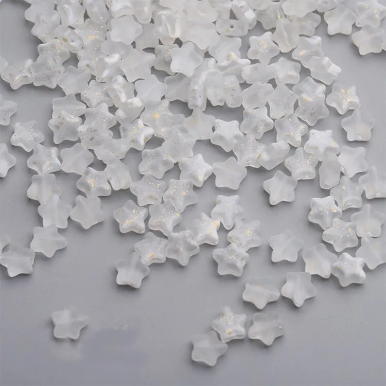 50PCS Color Star Beads 8mm Czech Glass Loose Spacer for Jewelry Making Hairpin Handmade Diy Accessories