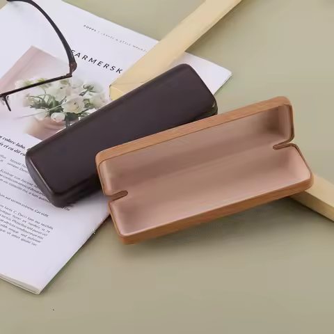 PU Leather Glasses Case Quality Hard Shell Wood Grain Eyeglass Box Glass Protection Eyewear Cases Men