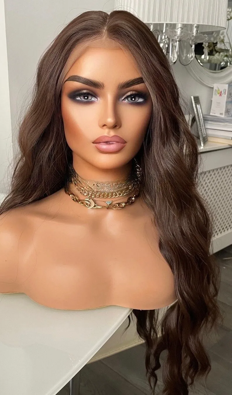 13x4 الشوكولاته البني HD الدانتيل شعر مستعار أمامي الجسم موجة الدانتيل الباروكة الأمامية الاصطناعية 30 بوصة 200 الكثافة HD شعر مستعار دانتيل كامل للنساء