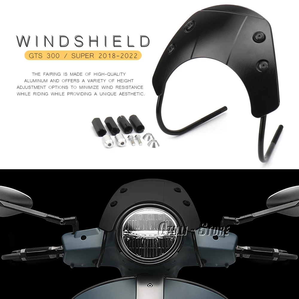 

Motorcycle Windscreen Windshield Wind Shield Screen Protector For Vespa GTS300 SUPER GTS 300 Super 2018 2019 2020 2021 2022