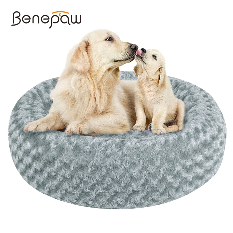 

Benepaw Comfy Calming Dog Bed For Small Medium Large Dogs Warm Round Fluffy Soft Dog Beds Anti Anxiety Pet Cushion Washable