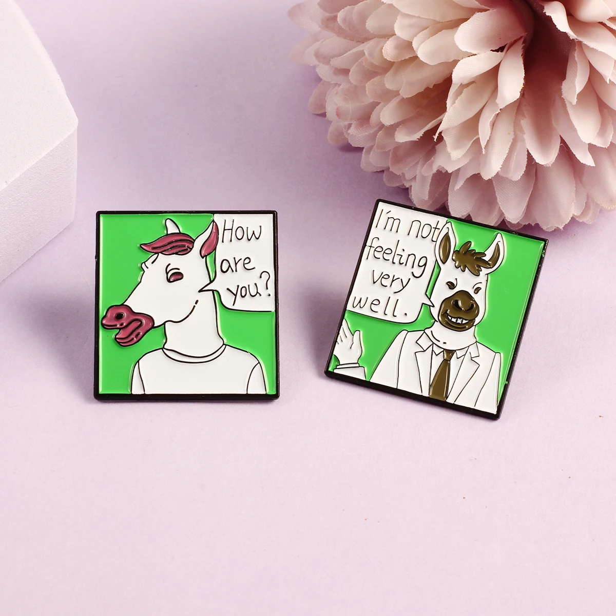 Quote Enamel Pins 'How are you?,I'm not feeling very well' Humor Brooches Lapel Badge Unisex Brosche Jewelry Fun Horse Dialogue