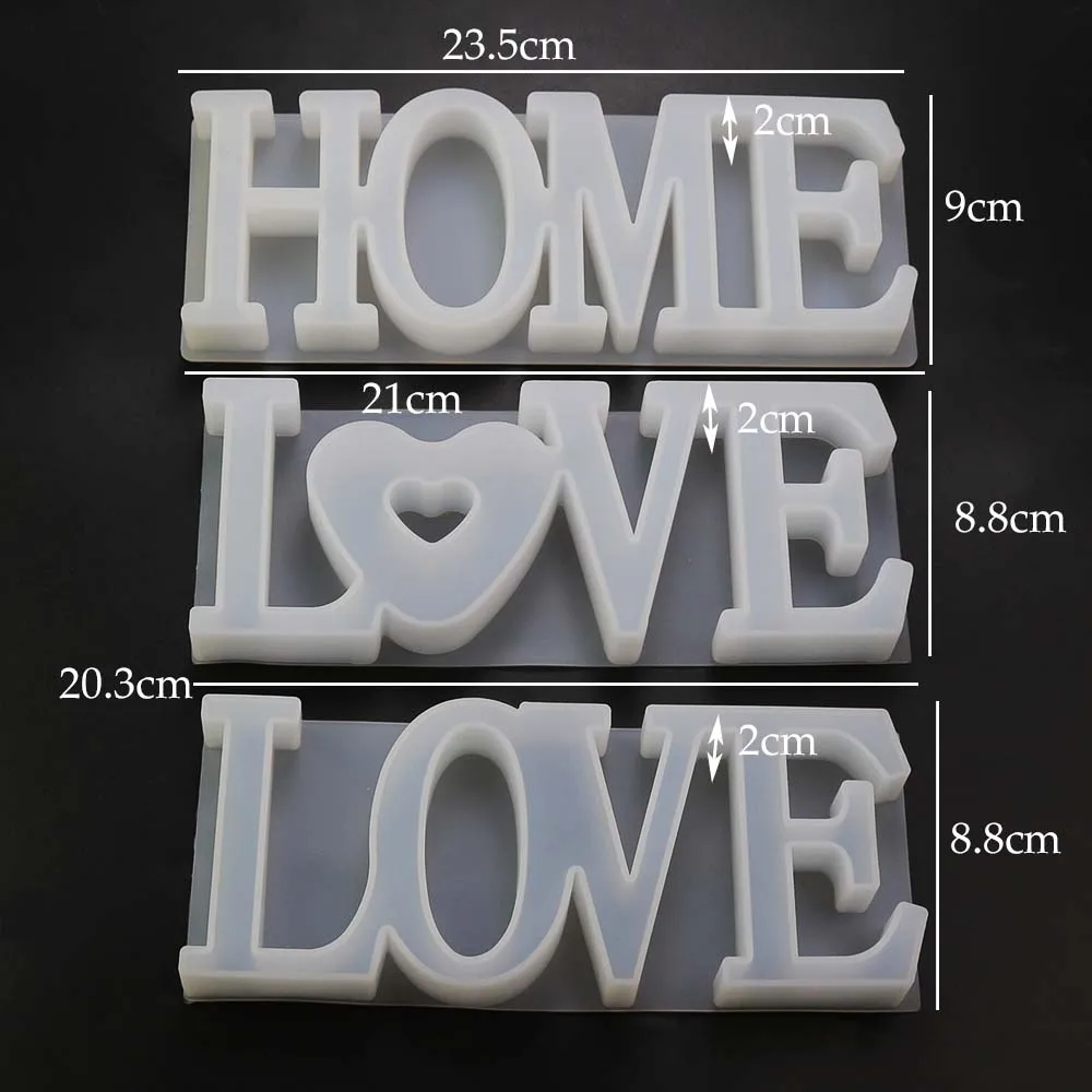 1 PC Heart Shape HOME LOVE Silicone Mould Letters Crystal Resin Mold DIY Crafts Casting MoldsHome Decoration Jewelry Making Tool