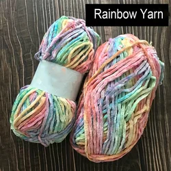 2pcs Rainbow Chenille Yarn Soft Polyester Blend for Diy Crochet Knitting Projects Ideal for Hats Scarves Sweaters Material Yarn