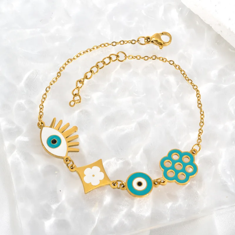 

Универсальный браслет в европейском и американском стиле с геометрическим рисунком сглаза, выдолбленный хип-хоп, модный и модный регулируемый браслет на ногу