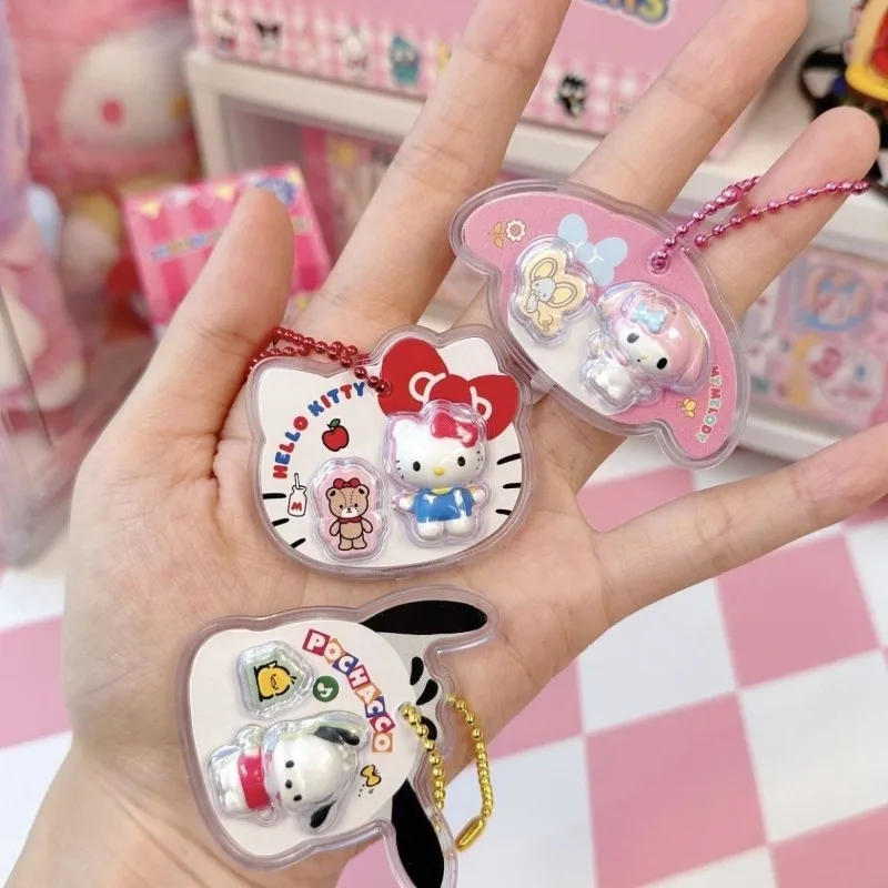 Anime Figure Hello Kitty Mymelody Kuromi Blind Box Toy Pearl Chain Ornament Cute Doll Model Collection Pendant Gifts view 4