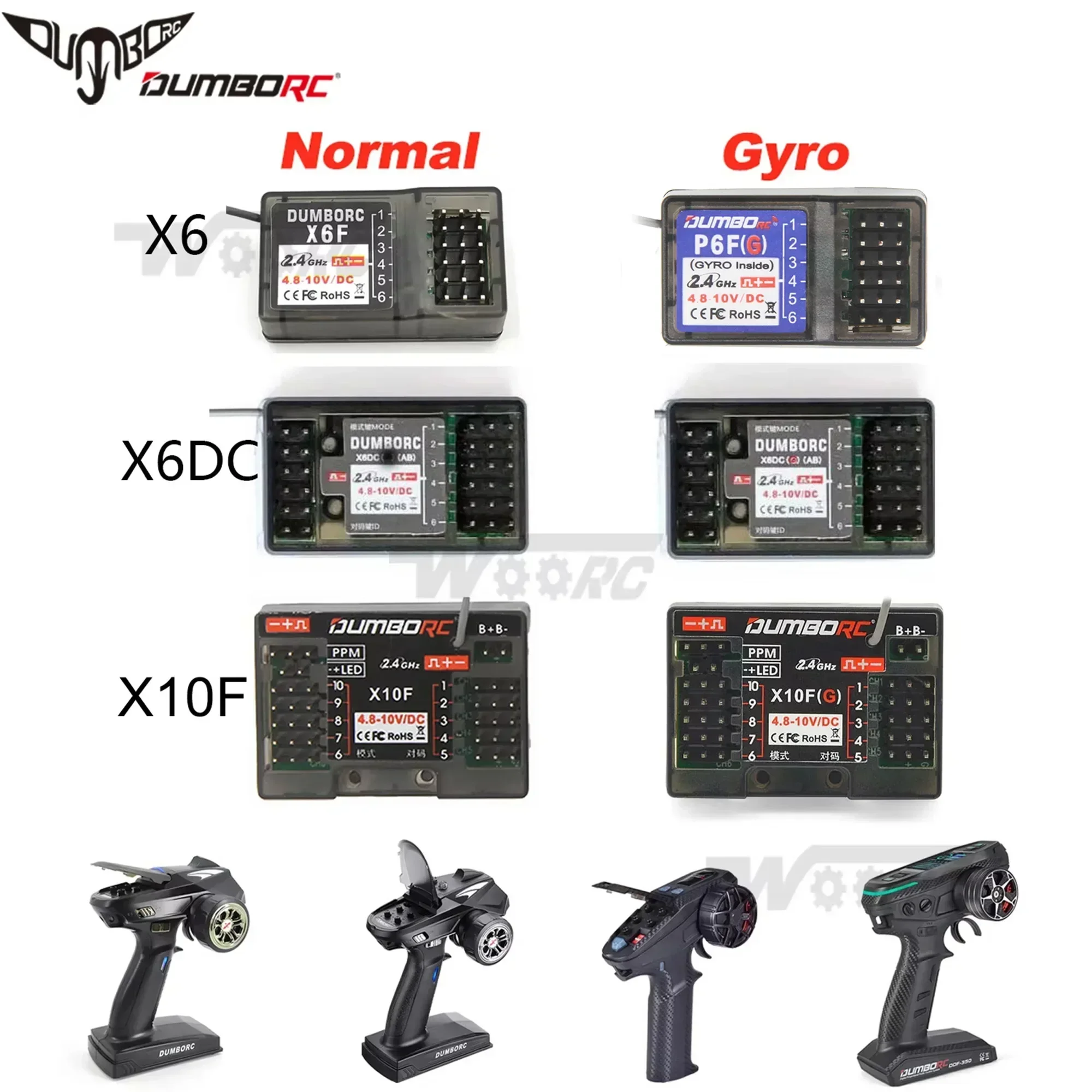 Dumborc-送信機rcカー、ボートタンク、受信機4.8-10v、x10fg、x6f、p6fg、x6dc、x4fm、p4fmg、mini x10fの電圧リターン