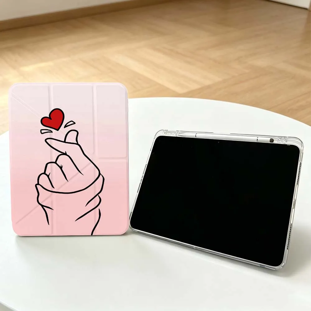 Cartoon Heart Finger Gesture For Apple iPad Air A16 4 12th 11th 10th 7th 11 12.9 13 10.5 inch Gen 3Y Tablet Case Soft