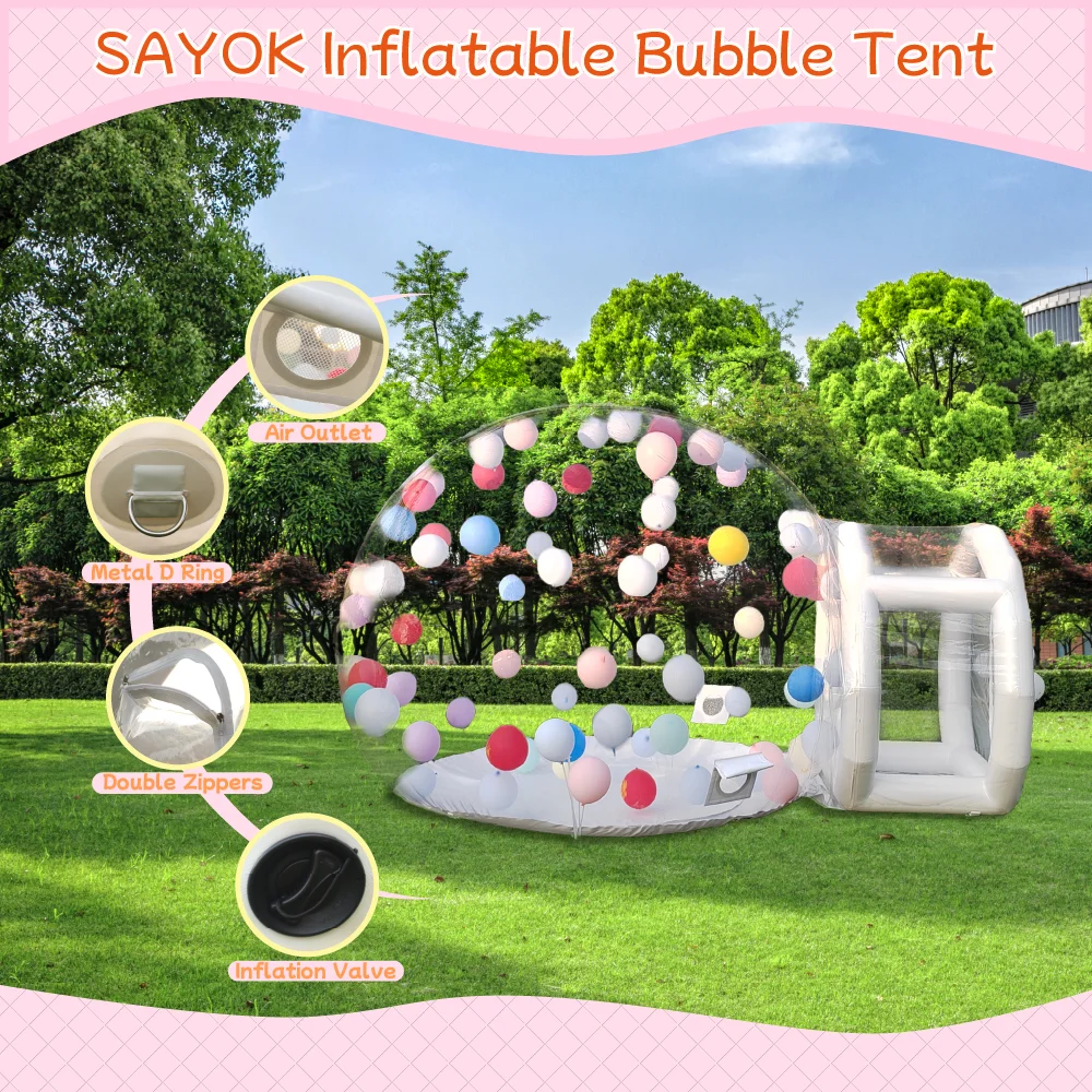 Inflatable Bubble Balloon House with Blower, Clear Balloons Bubble Tent Dome for Kids Party Party Wedding Holiday Ball Pit