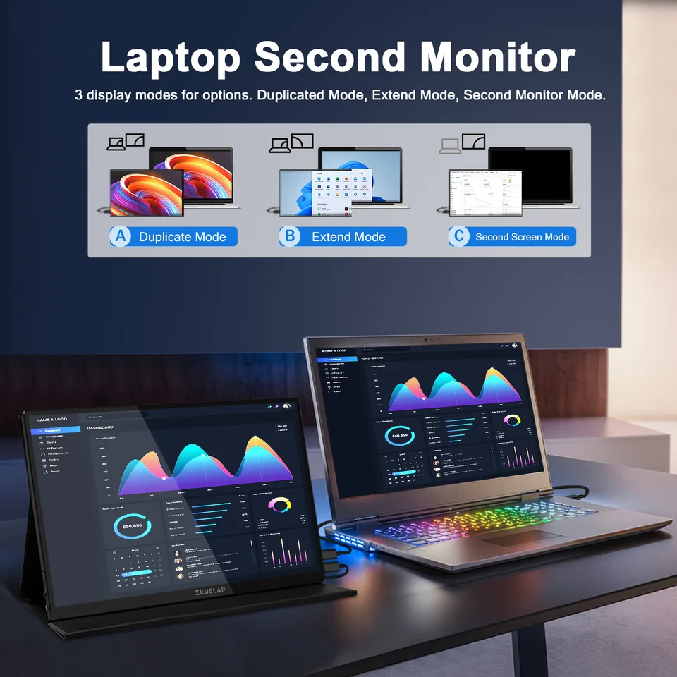 ZEUSLAP 16 2.5K 144Hz Portable Monitor 2560x1600 IPS Touch Screen