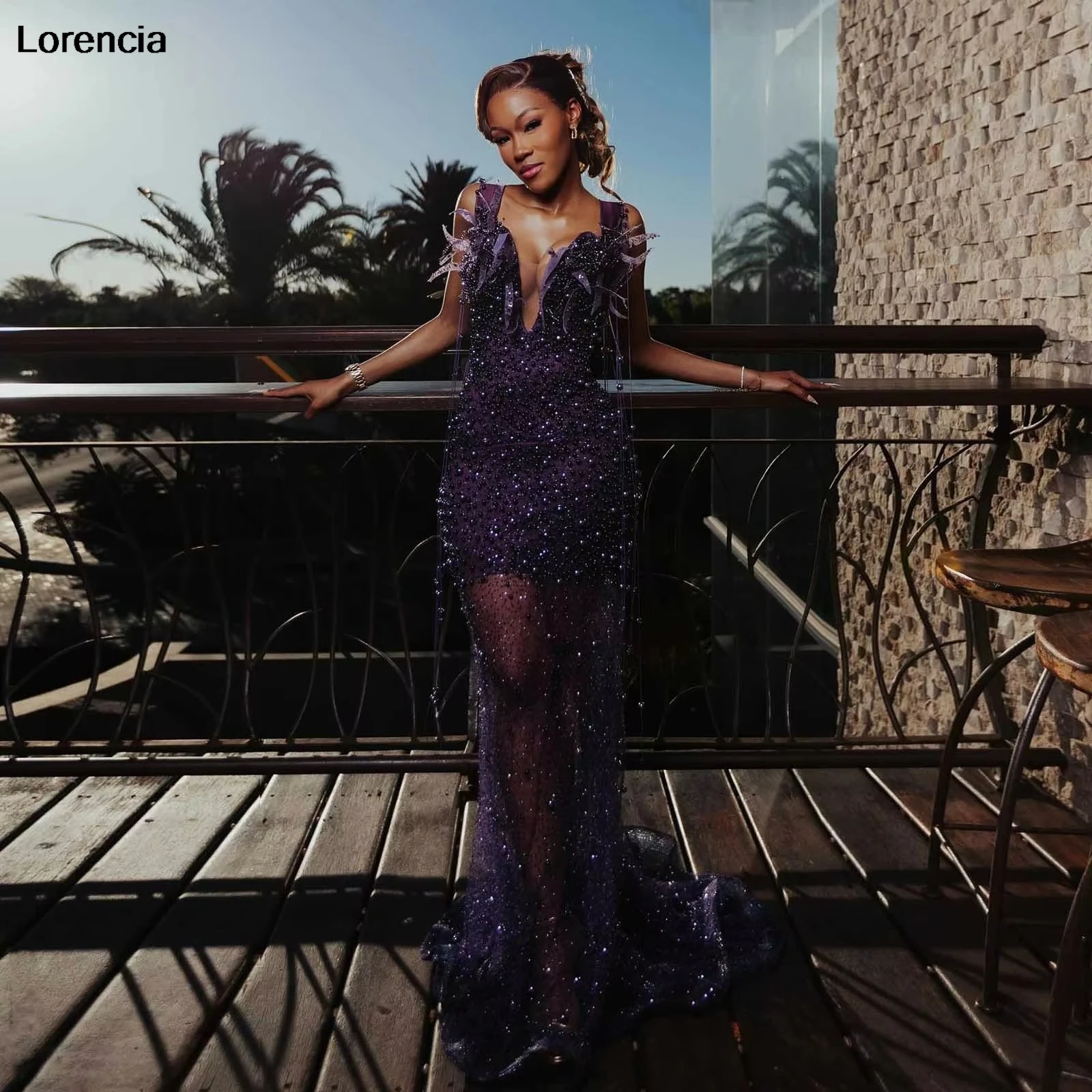 

Роскошное кружевное платье для выпускного вечера с жемчугом по индивидуальному заказу, расшитое бисером африканское платье на день рождения, черное вечернее платье для девочек, Robe De Sorrie YPD373