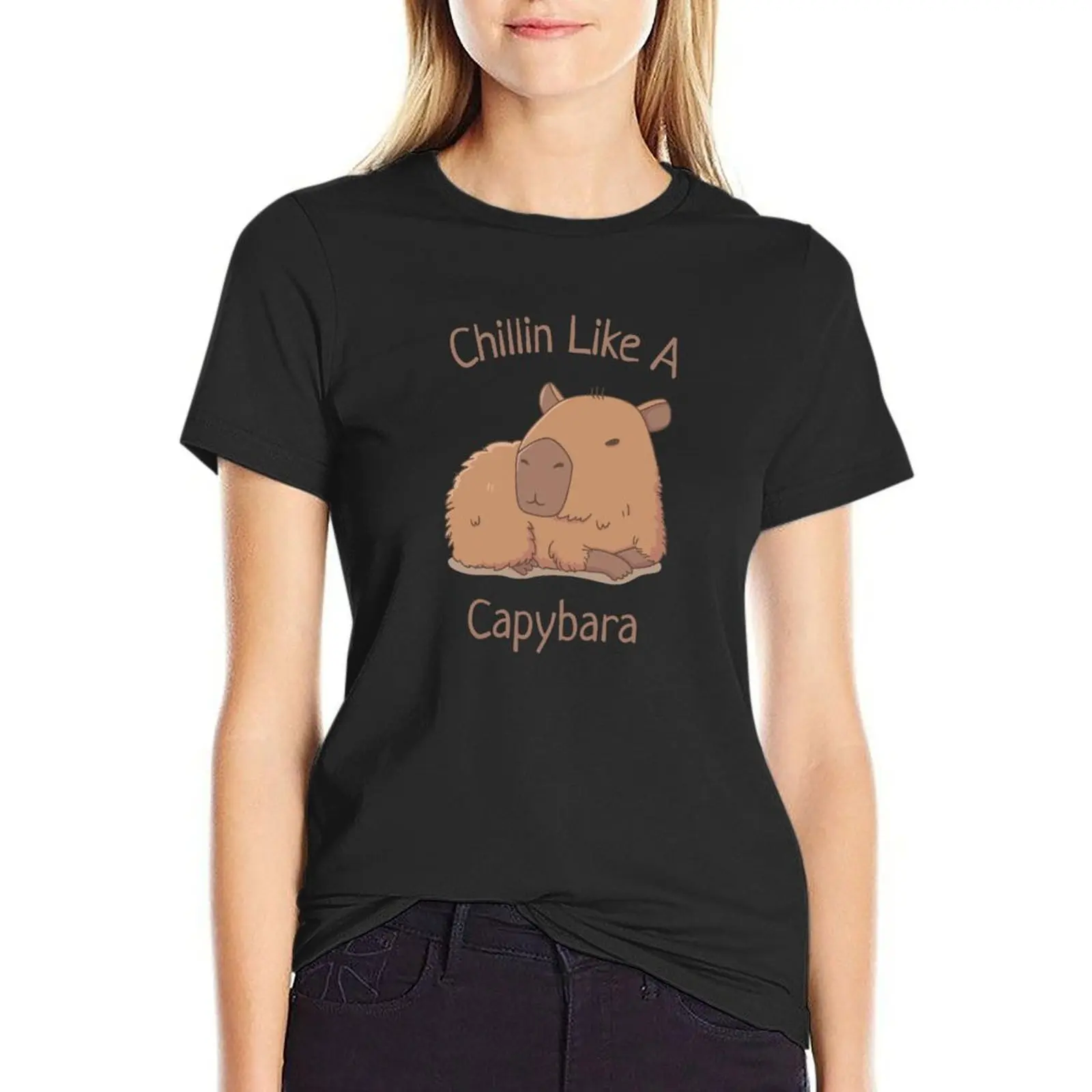 

Chilin Like A Capybara T-Shirt new edition customizeds shirts graphic tees vintage Woman clothing